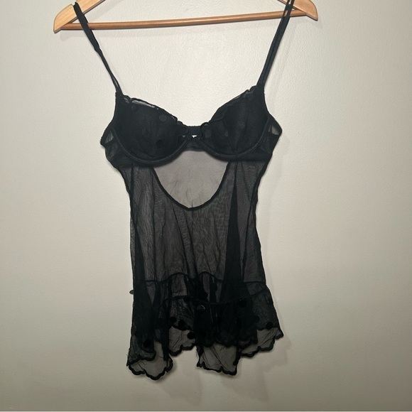 La Senza mesh coquette polkadot sequins Y2K babydoll lingerie S - Picture 3 of 7
